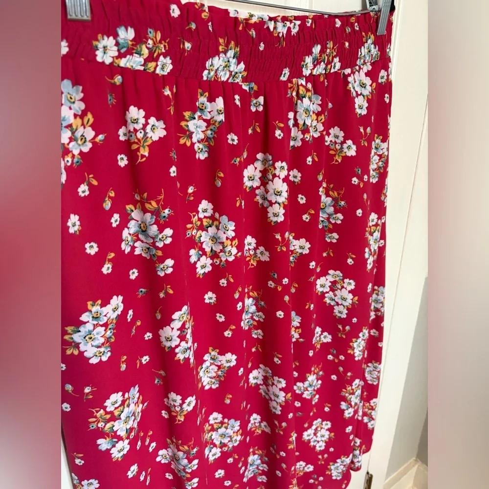 LOFT Red Floral Midi Skirt - Picture 7 of 13